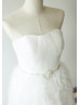 Strapless Ivory Tulle Special Wedding Dress With Ruffles